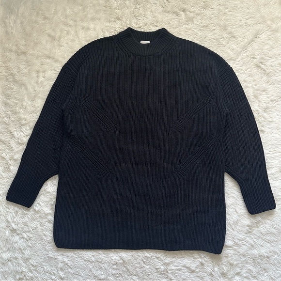 Aritzia Wilfred Dress Requiem 100% Merino Wool Knit Sweater Dress Black L - Picture 2 of 11